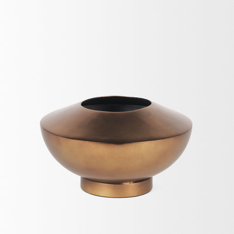 Quiana Medium Textured Gold Metal Vase from Mercana - Luna Furniture