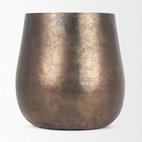 Quade Large Textured Gold Metal Planter from Mercana - Luna Furniture