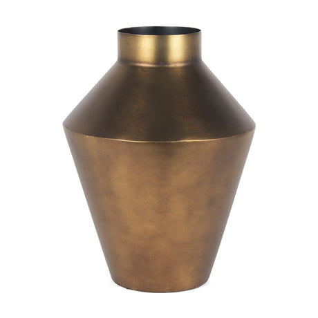 Perrin Large Brushed Gold Metal Decorative Vase from Mercana - Luna Furniture