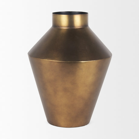 Perrin Large Brushed Gold Metal Decorative Vase from Mercana - Luna Furniture