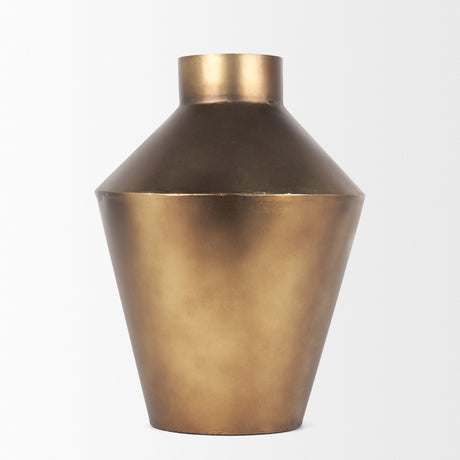 Perrin Small Brushed Gold Metal Decorative Vase from Mercana - Luna Furniture