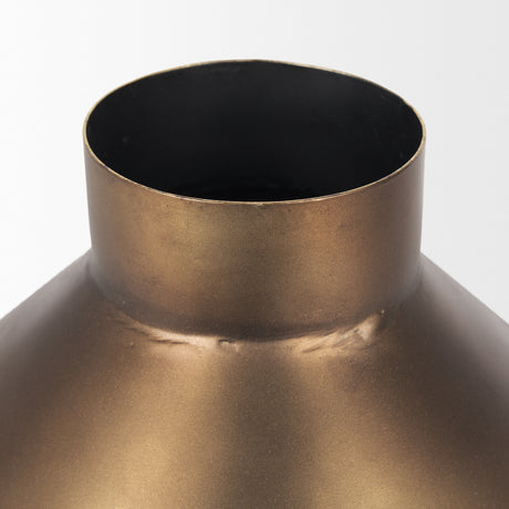 Perrin Small Brushed Gold Metal Decorative Vase from Mercana - Luna Furniture