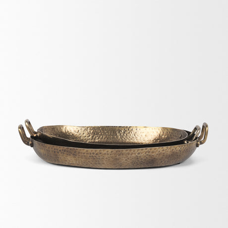Pama Hammered Gold Metal Decorative Trays (Set of 2) from Mercana - Luna Furniture