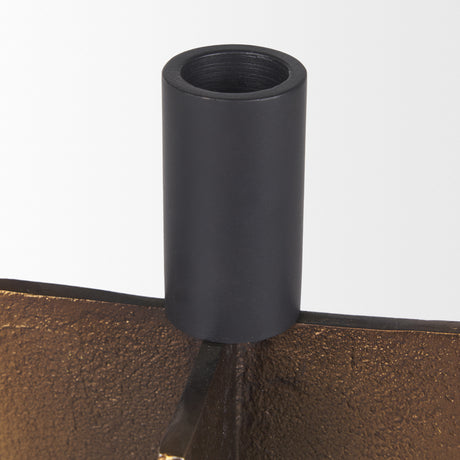 Pia Antiqued Gold w/ Black Metal Taper Candleholder (Set of 2) from Mercana - Luna Furniture
