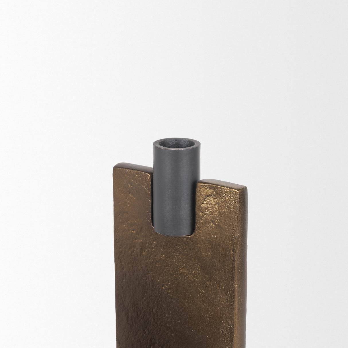 Polli Antiqued Gold w/ Matte Black Metal Taper Candleholders (Set of 2) from Mercana - Luna Furniture