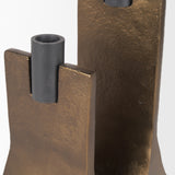 Polli Antiqued Gold w/ Matte Black Metal Taper Candleholders (Set of 2) from Mercana - Luna Furniture