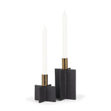 Pia Matte Black w/ Brushed Gold Metal Taper Candleholder (Set of 2) from Mercana - Luna Furniture