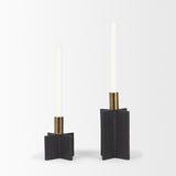 Pia Matte Black w/ Brushed Gold Metal Taper Candleholder (Set of 2) from Mercana - Luna Furniture
