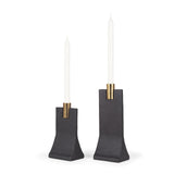 Polli Matte Black w/ Brushed Gold Metal Taper Candleholders (Set of 2) from Mercana - Luna Furniture