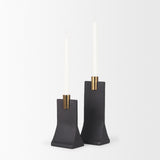 Polli Matte Black w/ Brushed Gold Metal Taper Candleholders (Set of 2) from Mercana - Luna Furniture