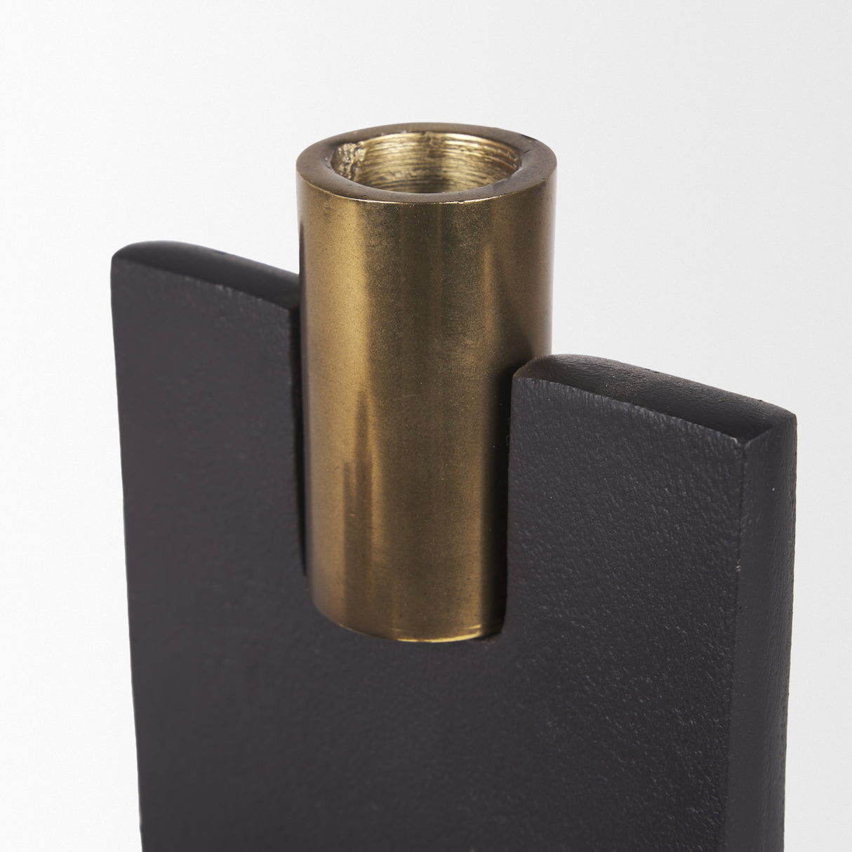 Polli Matte Black w/ Brushed Gold Metal Taper Candleholders (Set of 2) from Mercana - Luna Furniture