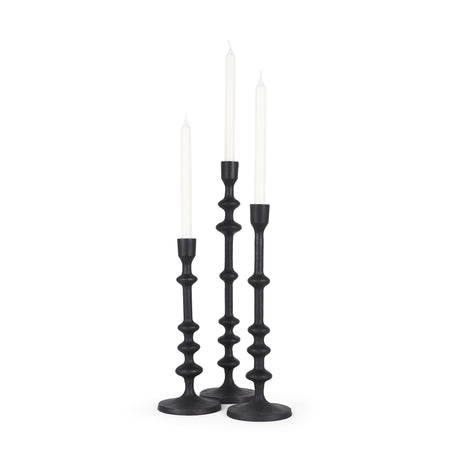 Paolo Matte Black Metal Candle Holder (Set of 3) from Mercana - Luna Furniture