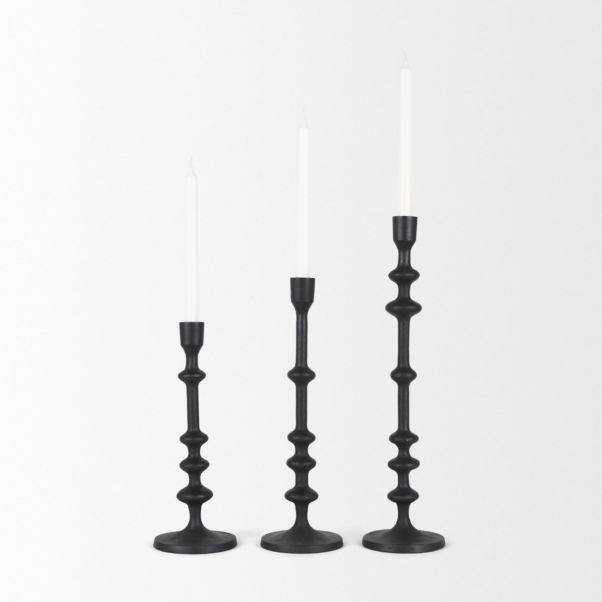 Paolo Matte Black Metal Candle Holder (Set of 3) from Mercana - Luna Furniture