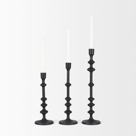 Paolo Matte Black Metal Candle Holder (Set of 3) from Mercana - Luna Furniture