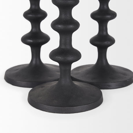 Paolo Matte Black Metal Candle Holder (Set of 3) from Mercana - Luna Furniture