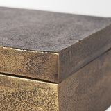 Porschia Small Antiqued Gold Metal Decorative Box from Mercana - Luna Furniture