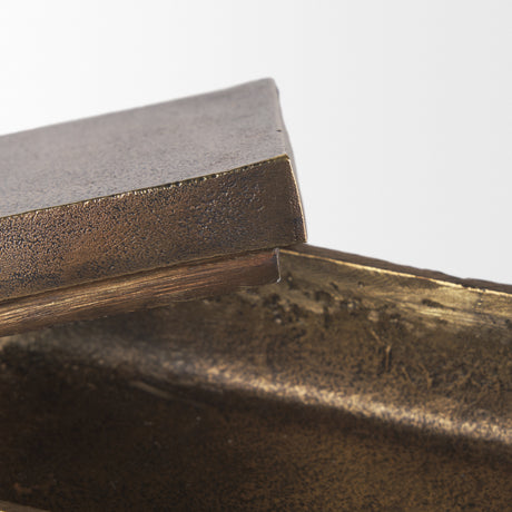 Porschia Small Antiqued Gold Metal Decorative Box from Mercana - Luna Furniture