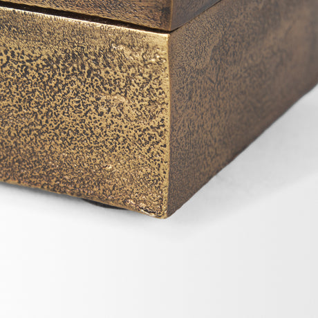 Porschia Small Antiqued Gold Metal Decorative Box from Mercana - Luna Furniture
