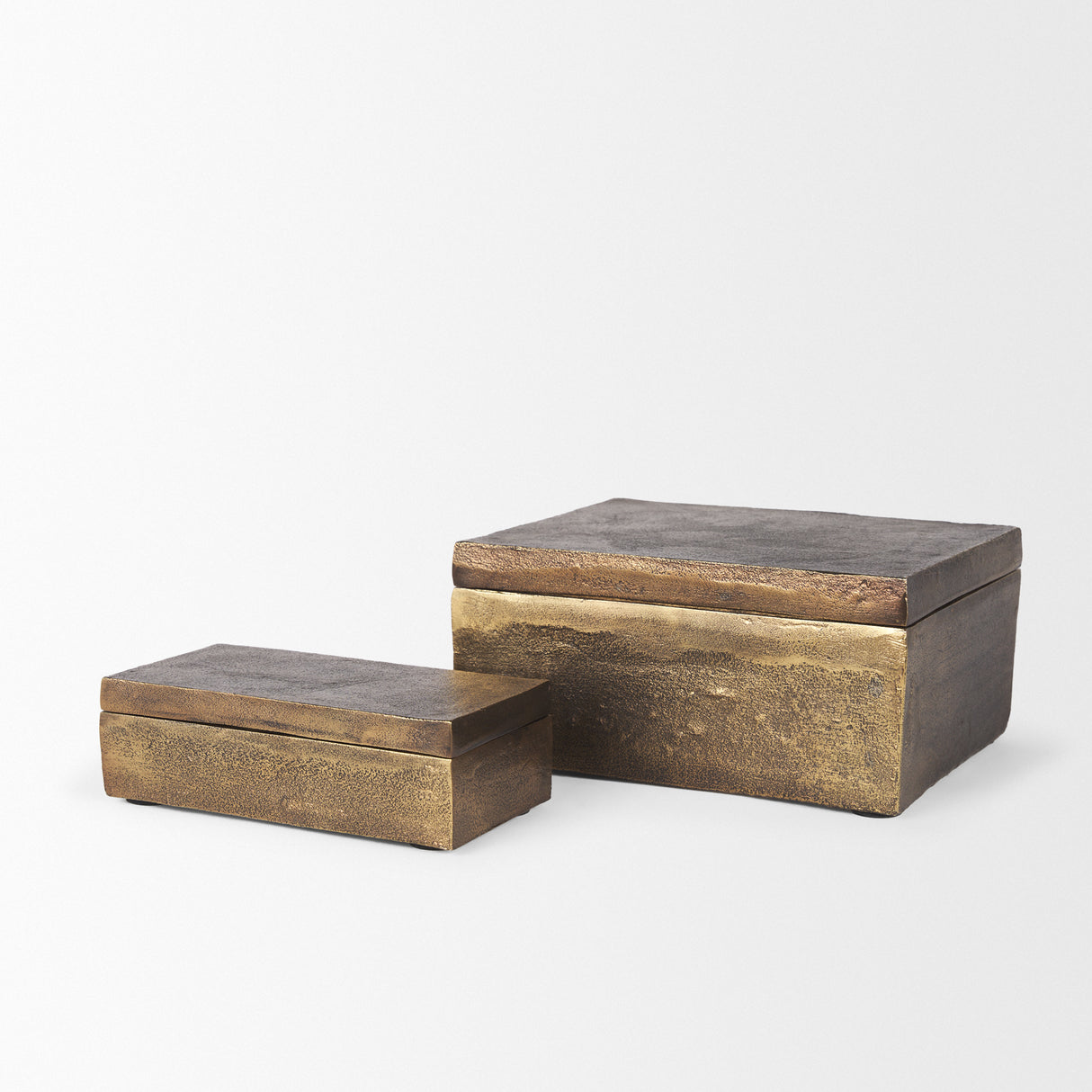 Porschia Small Antiqued Gold Metal Decorative Box from Mercana - Luna Furniture