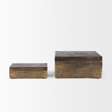 Porschia Small Antiqued Gold Metal Decorative Box from Mercana - Luna Furniture