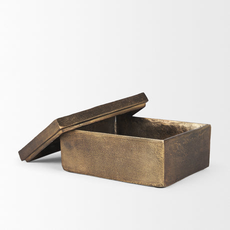 Porschia Large Antiqued Gold Metal Decorative Box from Mercana - Luna Furniture