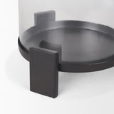 Price Large Matte Black-Brown Metal w/ Glass Hurricane Candle Holder from Mercana - Luna Furniture