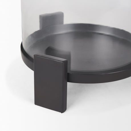 Price Large Matte Black-Brown Metal w/ Glass Hurricane Candle Holder from Mercana - Luna Furniture