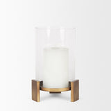 Price Small Antiqued Gold Metal w/ Glass Hurricane Candle Holder from Mercana - Luna Furniture