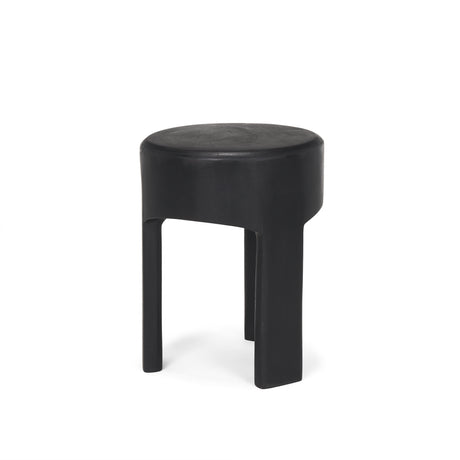 Riya Solid Black Wooden Stool from Mercana - Luna Furniture