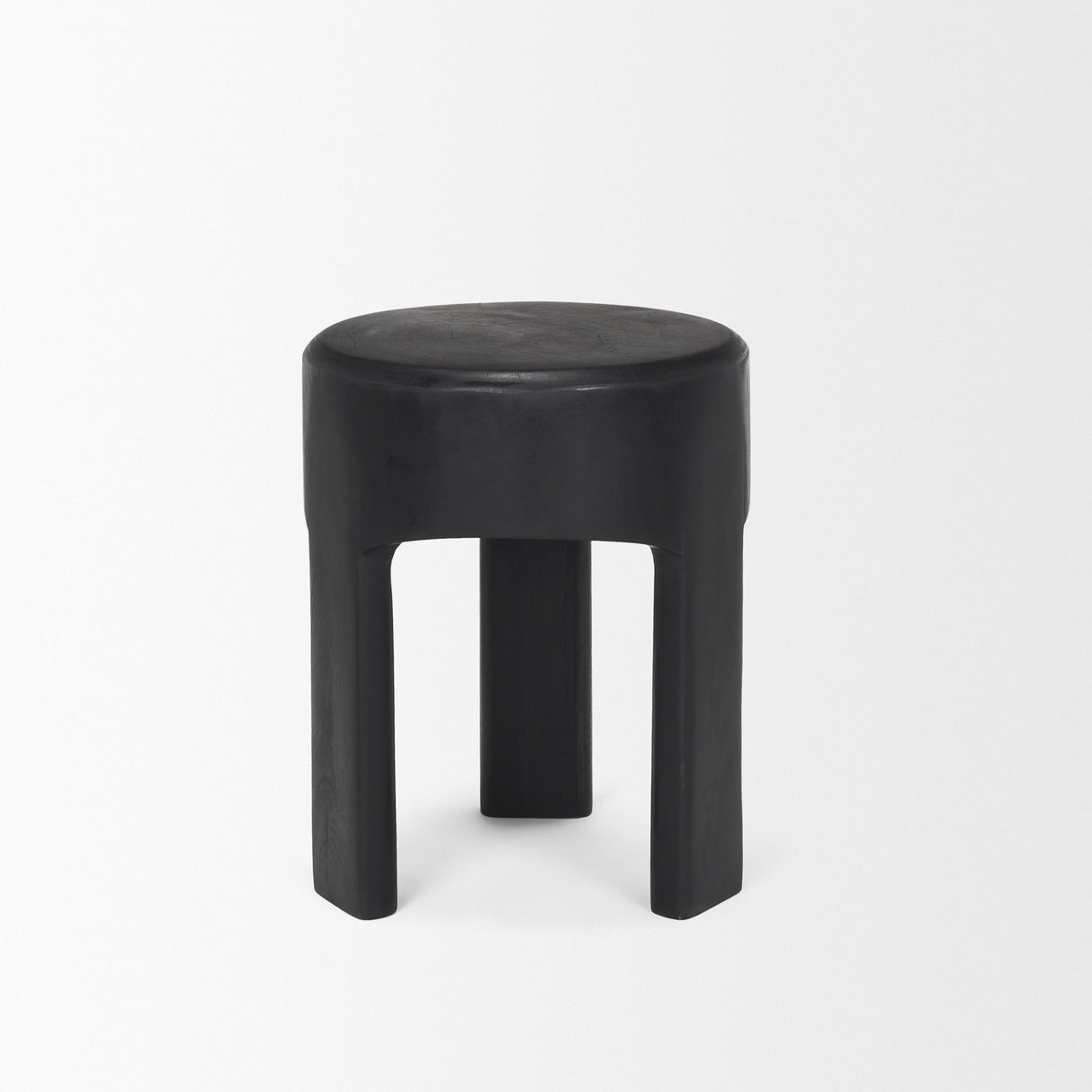 Riya Solid Black Wooden Stool from Mercana - Luna Furniture