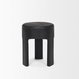 Riya Solid Black Wooden Stool from Mercana - Luna Furniture
