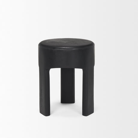 Riya Solid Black Wooden Stool from Mercana - Luna Furniture