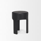 Riya Solid Black Wooden Stool from Mercana - Luna Furniture