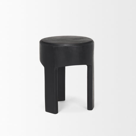 Riya Solid Black Wooden Stool from Mercana - Luna Furniture