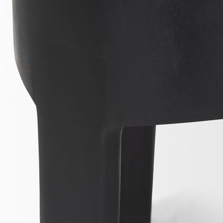 Riya Solid Black Wooden Stool from Mercana - Luna Furniture