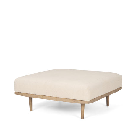 Shae Brown Wood w/ Oatmeal Fabric Ottoman from Mercana - Luna Furniture