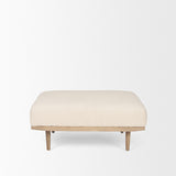 Shae Brown Wood w/ Oatmeal Fabric Ottoman from Mercana - Luna Furniture