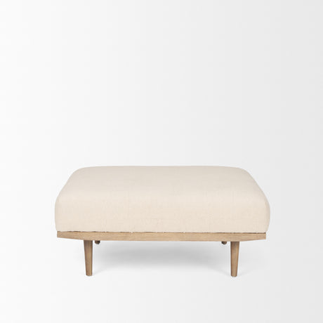 Shae Brown Wood w/ Oatmeal Fabric Ottoman from Mercana - Luna Furniture