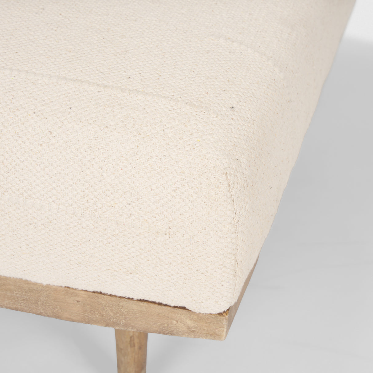 Shae Brown Wood w/ Oatmeal Fabric Ottoman from Mercana - Luna Furniture