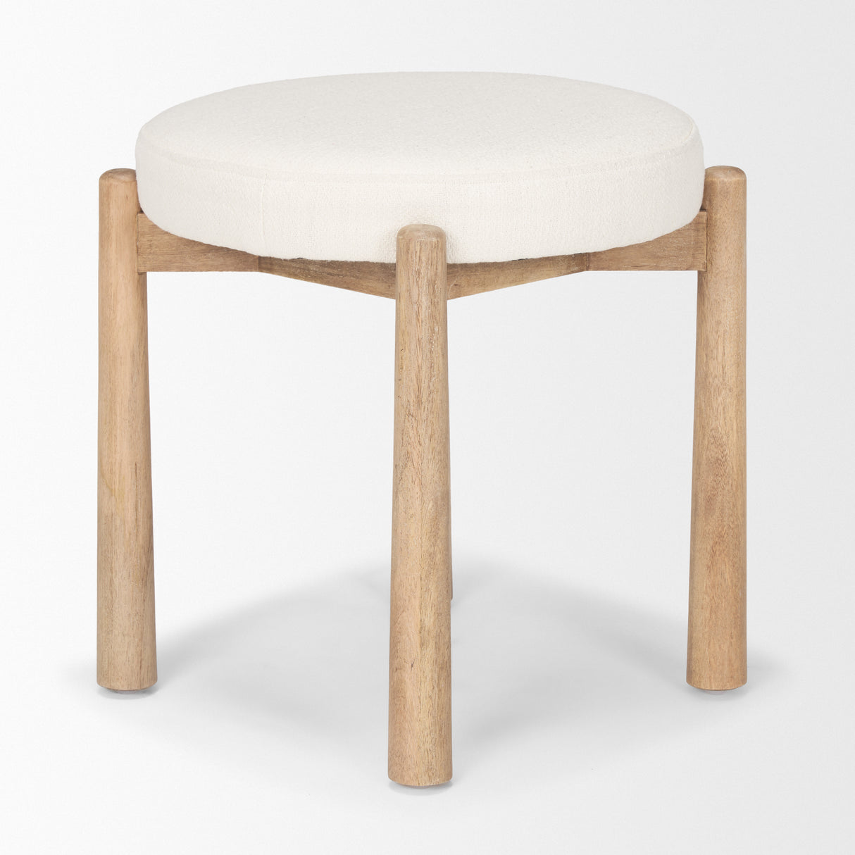 Shaiden Brown Wood w/ Cream Fabric Stool from Mercana - Luna Furniture