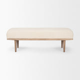 Shae Brown Wood w/ Oatmeal Fabric Bench from Mercana - Luna Furniture