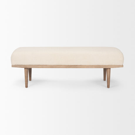 Shae Brown Wood w/ Oatmeal Fabric Bench from Mercana - Luna Furniture