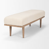 Shae Brown Wood w/ Oatmeal Fabric Bench from Mercana - Luna Furniture