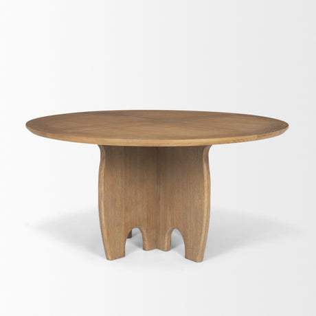 Sonomi Brown Solid Rubber Wood w/ Round Oak Tabletop Dining Table from Mercana - Luna Furniture