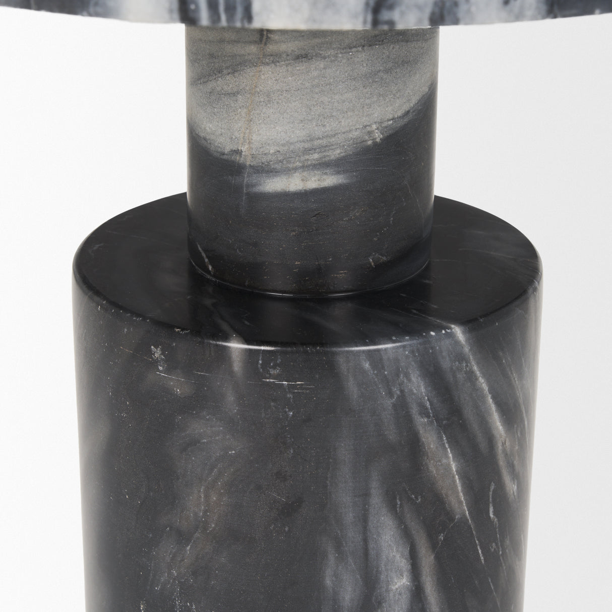 Taite Solid Dark Gray Marble Pedestal Accent Table from Mercana - Luna Furniture