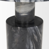 Taite Solid Dark Gray Marble Pedestal Accent Table from Mercana - Luna Furniture