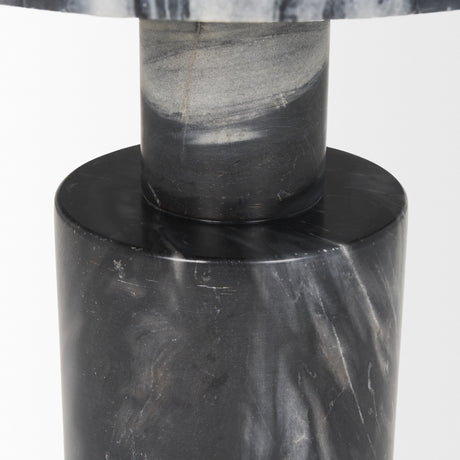 Taite Solid Dark Gray Marble Pedestal Accent Table from Mercana - Luna Furniture