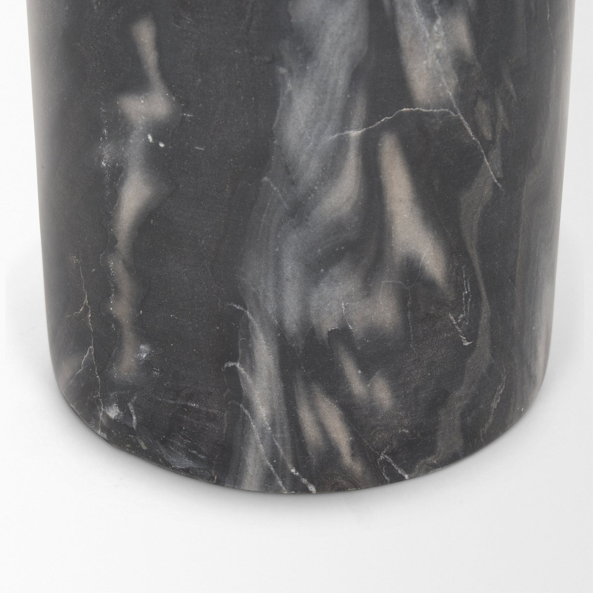 Taite Solid Dark Gray Marble Pedestal Accent Table from Mercana - Luna Furniture