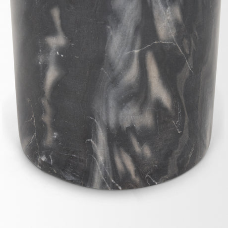 Taite Solid Dark Gray Marble Pedestal Accent Table from Mercana - Luna Furniture