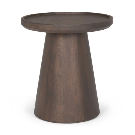Takoda Dark Brown Wood Tapered Drum Accent Table from Mercana - Luna Furniture